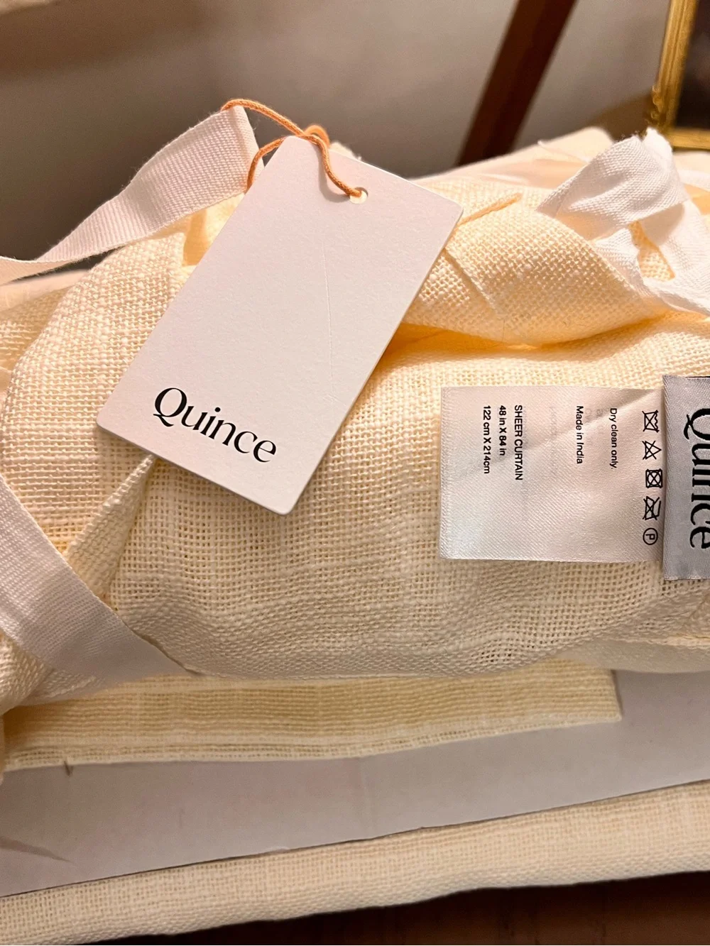 Quince Cotton Sheer Curtain Set (Set of 2) in Ivory